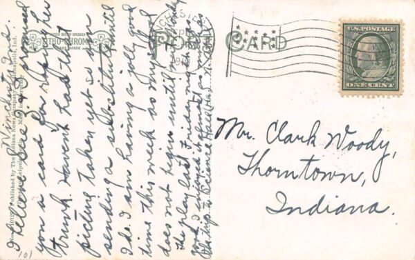 Winchester Indiana North Side Of Public Square Color Lithograph Postcard U2656 - Image 2