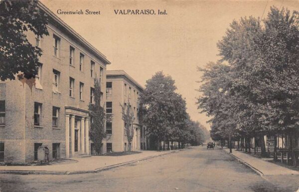 Valparaiso Indiana Greenwich Street Sepia Tone Lithograph Vintage Postcard U2664