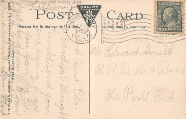 Michigan City Indiana Franklin Street, Looking North Fire Company Postcard U2684 - Image 2