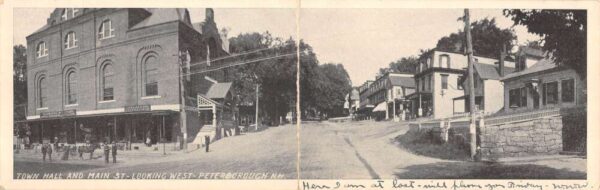 Peterborough New Hampshire Main Street Town Hall Bi-Fold Postcard AA64859