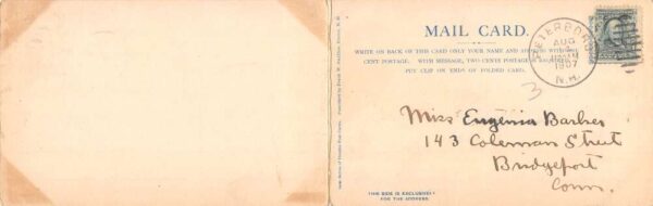Peterborough New Hampshire Main Street Town Hall Bi-Fold Postcard AA64859 - Image 2