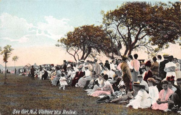 Sea Girt New Jersey Visitors at a Review Vintage Postcard AA64864