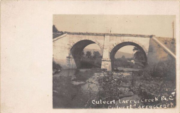 Larry's Creek Pennsylvania Culvert Stone Bridge Real Photo Postcard AA64896