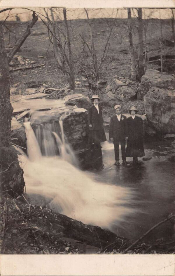 Angels Pennsylvania People by Waterfall Real Photo Vintage Postcard AA64909