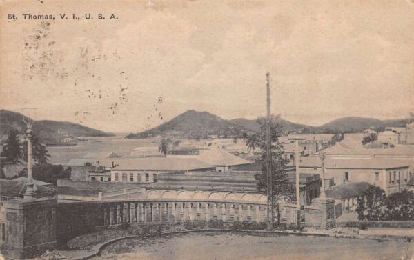 St Thomas Virgin Islands Birds Eye View Vintage Postcard AA64917