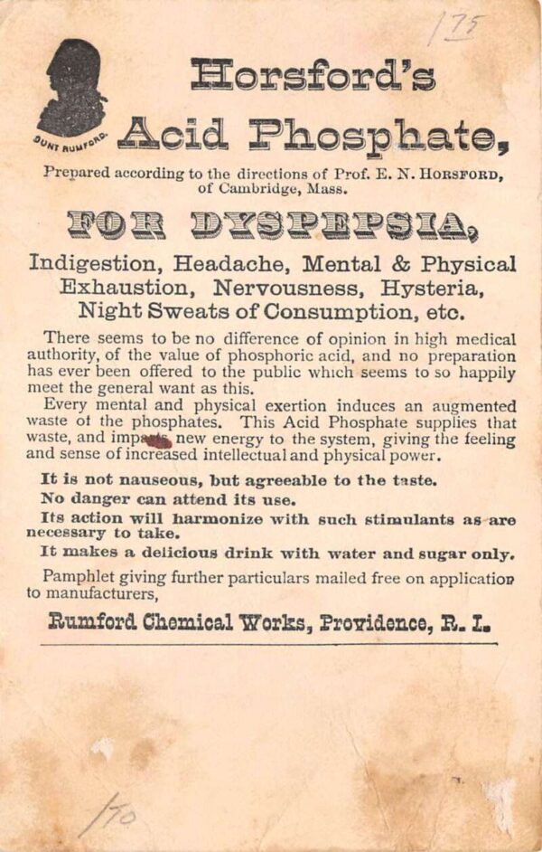 Horsfords Acid Phosphate Girl in Red Medical Adv Vintage Trade Card AA64928 - Image 2