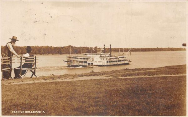 Bellevue Iowa Morning Star Paddle Steamer Real Photo Vintage Postcard AA64975