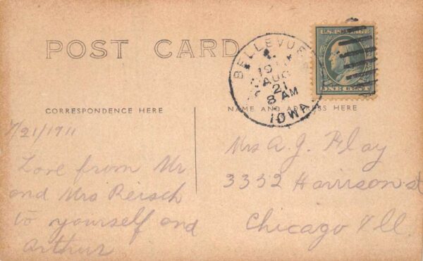 Bellevue Iowa Morning Star Paddle Steamer Real Photo Vintage Postcard AA64975 - Image 2