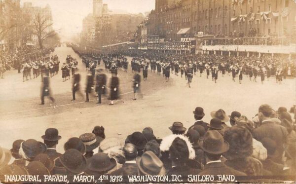 Washington DC 1913 Inaugural Parade Sailors Band Real Photo Postcard AA64999