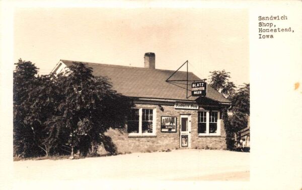 Homestead Iowa Sandwich Shop Blatz Beer Real Photo Postcard AA65003