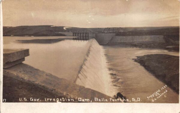Belle Fourche South Dakota Irregation Dam Birds Eye View Real Photo PC AA65023