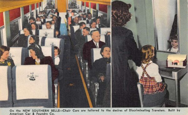 New Southern Belle Railroad Chair Car and Vanity Interior Postcard AA65040