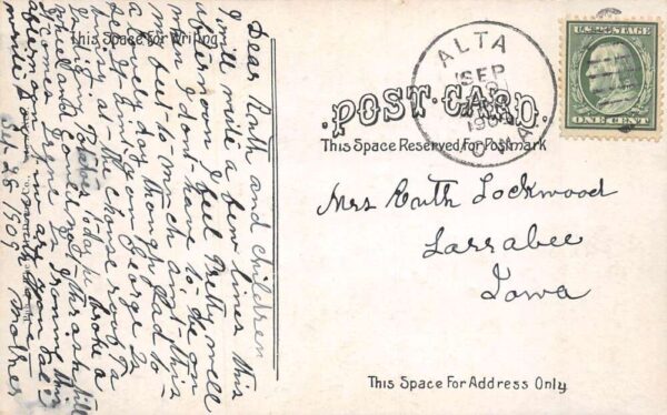 Alta Iowa Main Street Business District Vintage Postcard AA65052 - Image 2