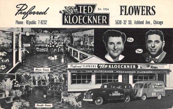 Chicago Illinois Ted Kloeckner Flowers Florist Shop Vintage Postcard AA65055