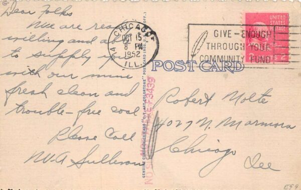 Chicago Illinois Geo. C. Wollf Coal Co Woco Oil Vintage Postcard AA65063 - Image 2