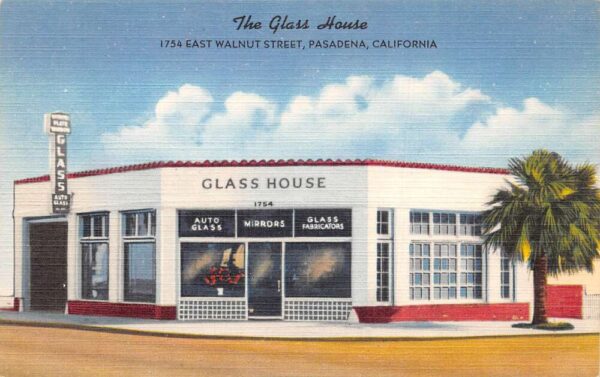 Pasadena California The Glass House Linen Vintage Postcard AA65082