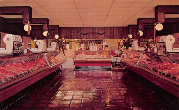 Huntington Beach California Beef Palace Butcher Shop Interior Postcard AA65083