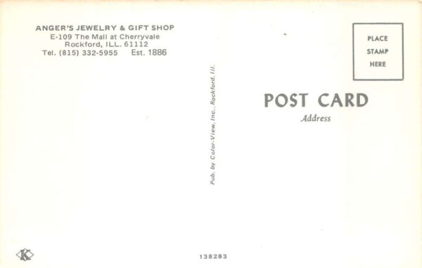 Rockford Illinois Anger's Jewelry and Gift Shop Vintage Postcard AA65092 - Image 2