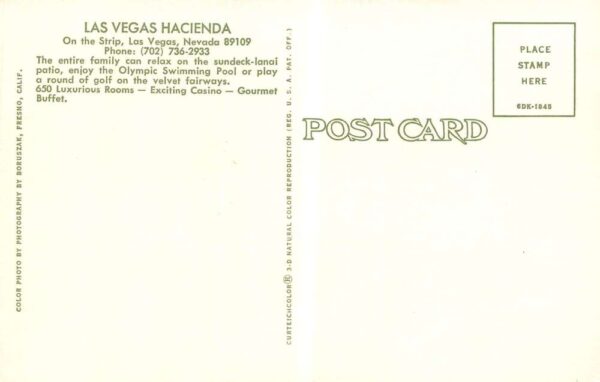 Las Vegas Nevada Las Vegas Hacienda Fairway & Swimming Pool Vintage PC U2723 - Image 2