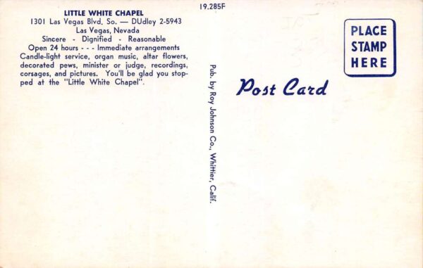 Las Vegas Nevada Little White Chapel Exterior, Color Photochrome PC U2729 - Image 2
