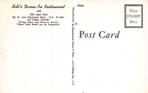 Las Vegas Nevada Sill's Drive-In Restaurant Exterior at Night Vintage PC U2731 - Image 2