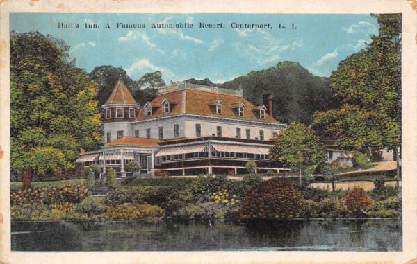 Long Island New York Hall's Inn Famous Automobile Resort Vintage Postcard U2740