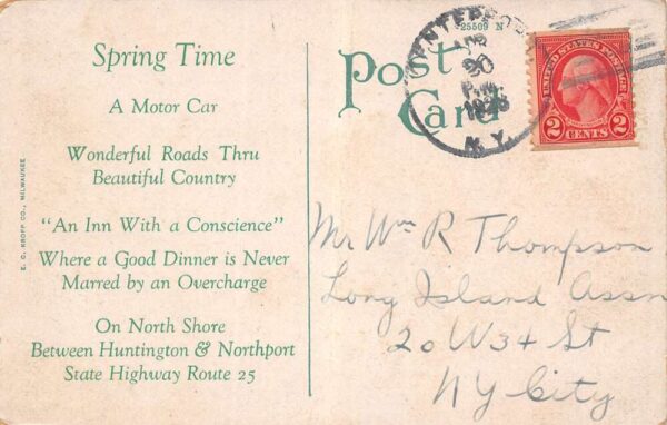 Long Island New York Hall's Inn Famous Automobile Resort Vintage Postcard U2740 - Image 2