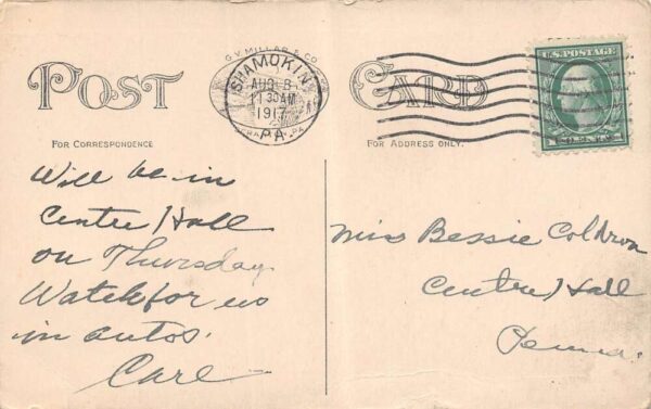 Shamokin Pennsylvania Graemar Hotel Exterior, Horse & Buggies Postcard U2759 - Image 2
