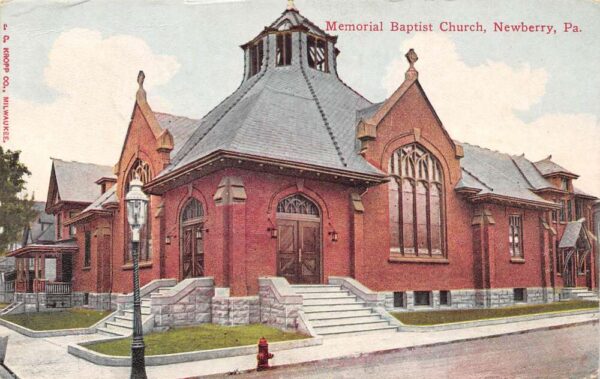 Newberry Pennsylvania Memorial Baptist Church Color Lithograph Postcard U2761