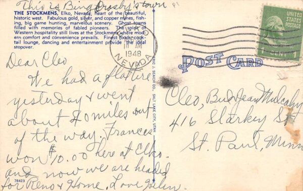Elko Nevada Stockmen's Hotel Multi-View Linen Vintage Postcard U2821 - Image 2