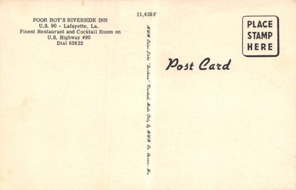 Lafayette Louisiana Poor Boy's Riverside Inn Multi View Linen Vintage PC U2825 - Image 2