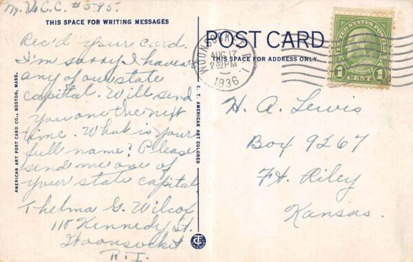 Woonsocket Rhode Island Main Street La Fayette Shoe Company Vintage PC U2828 - Image 2