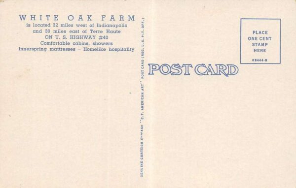 Fillmore Indiana White Oak Farm Cabins & Gulf Gas Station Vintage PC U2833 - Image 2