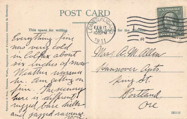 Lewiston Idaho Main Street Pharmacy Pictured Vintage Postcard U2843 - Image 2