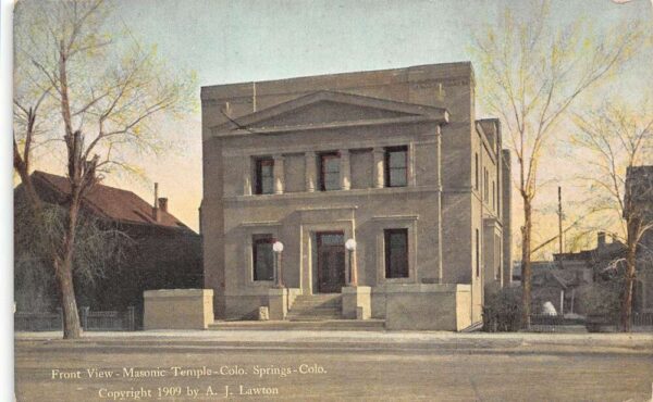 Colorado Springs Colorado Front View Of Masonic Temple Color Lithograph PC U2856