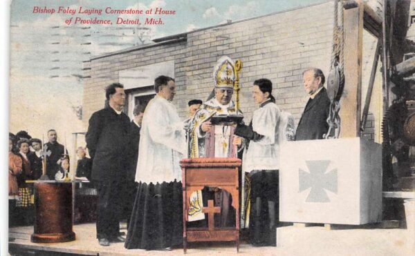 Detroit Michigan Bishop Foley Laying Cornerstone at House Of Providence PC U2865