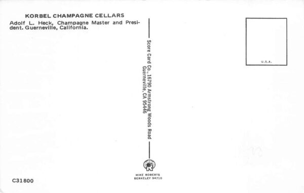 Guerneville California Korbel Champagne Cellars Adolf L Heck Postcard AA65104 - Image 2