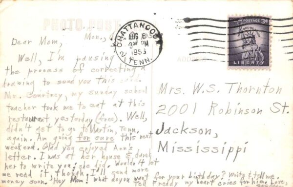 Chattanooga Tennessee Mt Vernon Colonial Restaurant Real Photo Postcard AA65106 - Image 2
