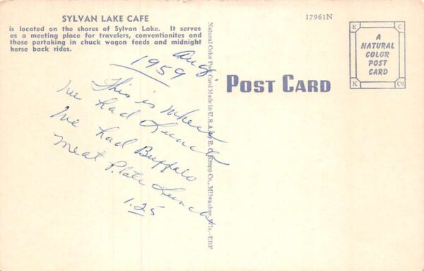 South Dakota Sylvan Lake Cafe Vintage Postcard AA65117 - Image 2