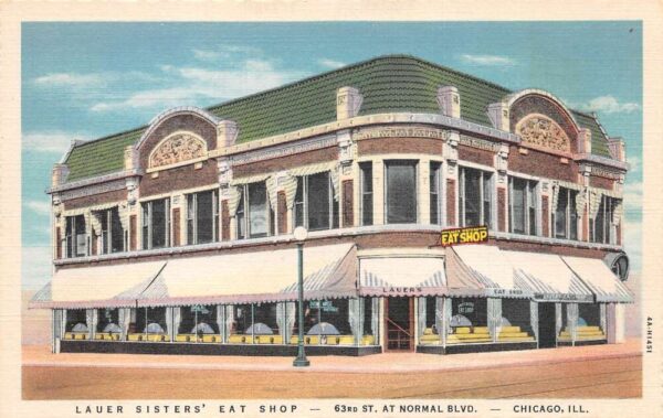 Chicago Illinois Lauer Sisters' Eat Shop Vintage Postcard AA65120