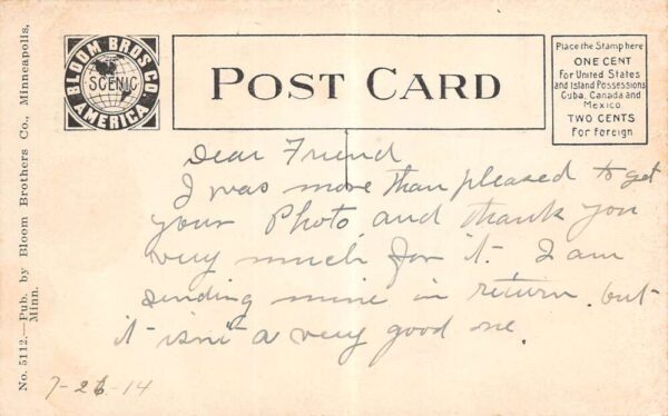 Moorhead Minnesota Front Street Sepia Tone Lithograph Vintage Postcard U2921 - Image 2