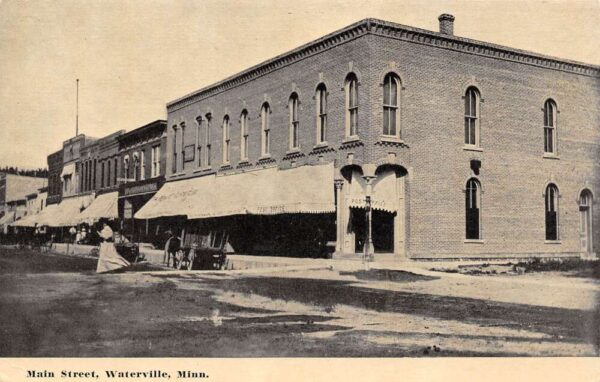 Waterville Minnesota Main Street Sepia Tone Lithograph Vintage Postcard U2922