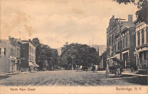 Bainbridge New York North Main Street Drug Store Vintage Postcard U2926