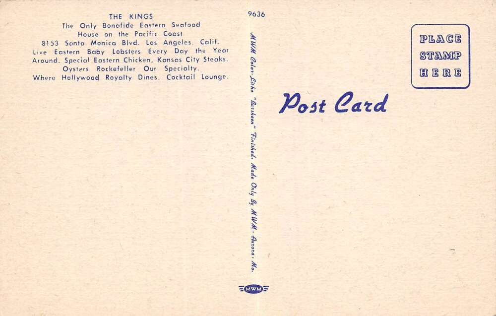 Los Angeles California The Kings Restaurant Exterior, Color Linen PC U2936 - Image 2