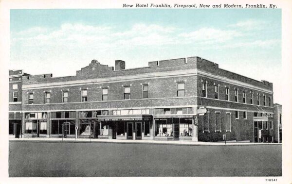 Franklin Kentucky New Hotel Franklin Exterior, Tinted Lithograph PC U2938