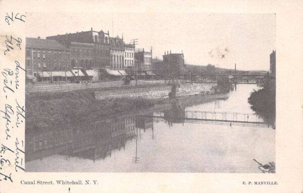 Whitehall New York Canal Street B/W Lithograph Vintage Postcard U2940