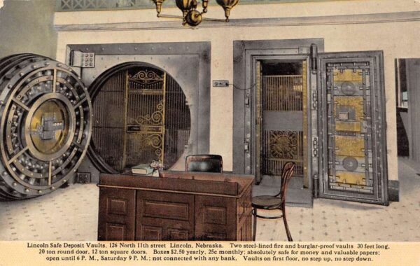 Lincoln Nebraska Lincoln Safe Deposit Co. Deposit Vaults Color Litho. PC U2955