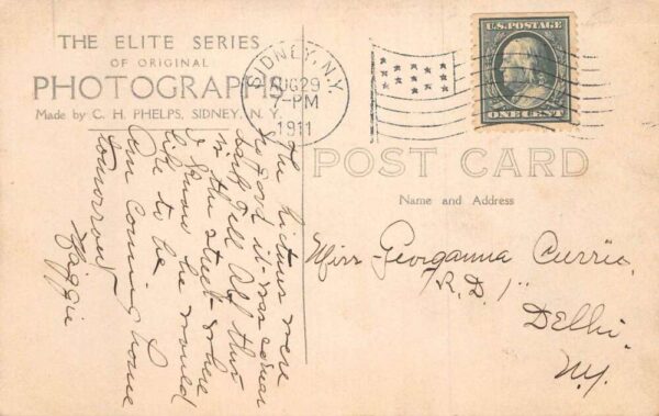 Sidney New York Pleasant Street Real Photo Vintage Postcard AA65147 - Image 2