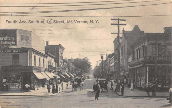 Mt Vernon New York Fourth Avenue Street Scene Business District Postcard AA65154