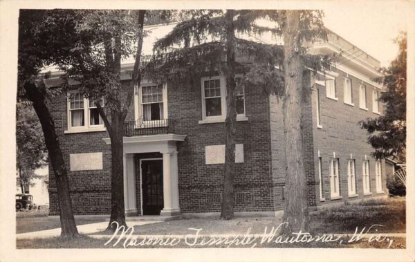 Wautoma Wisconsin Masonic Temple Real Photo Vintage Postcard AA65161